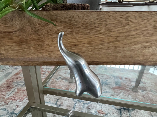 Vintage Silver Abstract Elephant Ring Holder, Artist Signed Abstract Animal Figurine, Elephant Knick-Knack