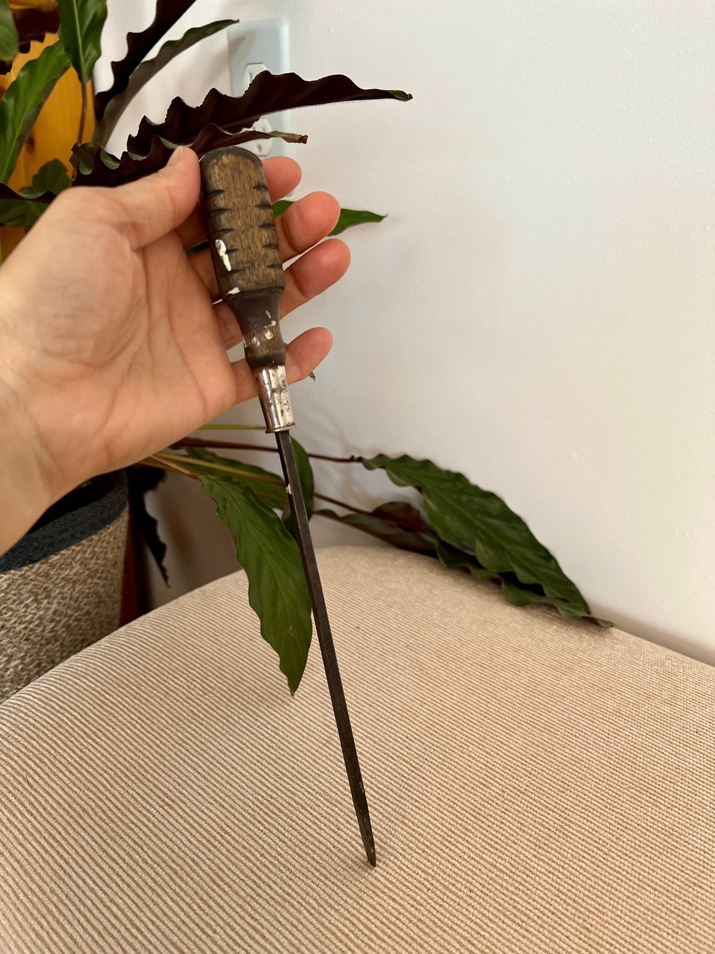 Vintage Wood Handled Screwdriver, MAC marking, Wooden Tools, Flat Head Hand Tool