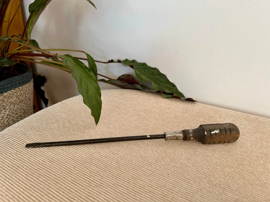 Vintage Wood Handled Screwdriver, MAC marking, Wooden Tools, Flat Head Hand Tool