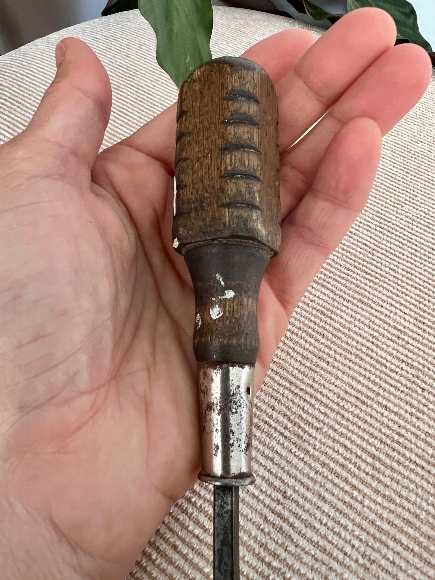 Vintage Wood Handled Screwdriver, MAC marking, Wooden Tools, Flat Head Hand Tool