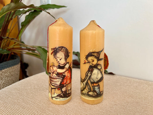 Vintage Pair of Hand Dipped M.I. Hummel Candles Made in West Germany, Schnid Bros.