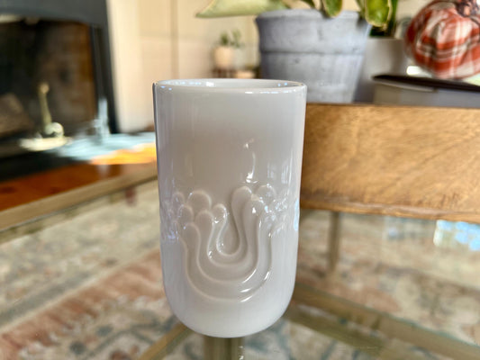 Vintage Vase Thomas, Rosenthal "Blütenfest" – 1960s Mid Century Design Rosemunde Nairac – German White Porcelain – Wave Surf Relief – 7.68"