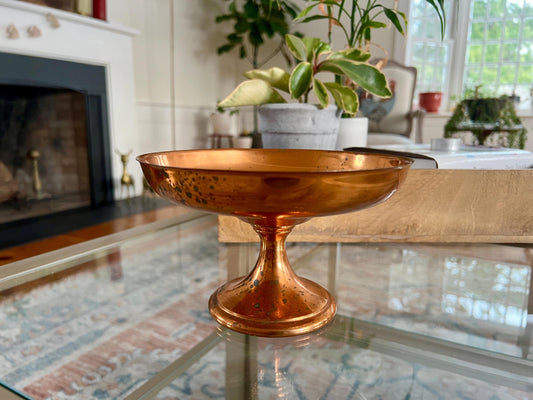 Vintage Footed Copper Bowl, Classic Copper, Raised Succulent Pot, Footed Fruit Bowl, French Country Home Decor