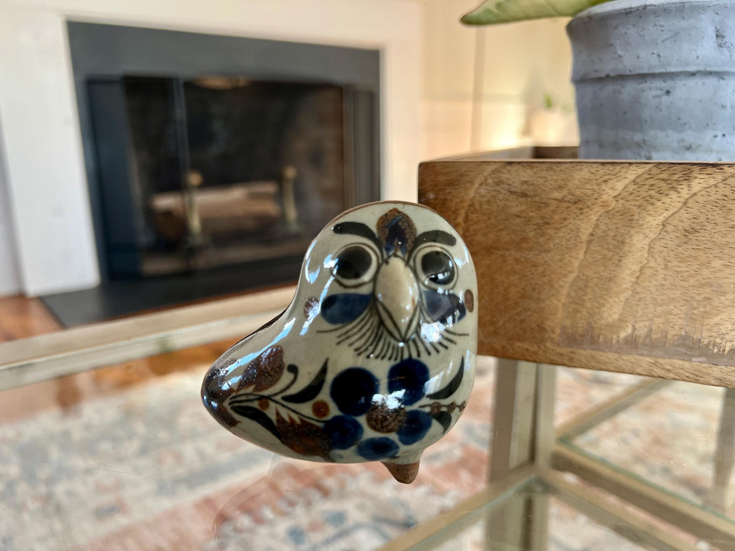 Vintage Hand-Painted Mini Tonala Mexican Folk Art Pottery Bird Figurine/Dove, Signed Folk Art, Handmade, Hand Painted, CAT Tonala Mexico