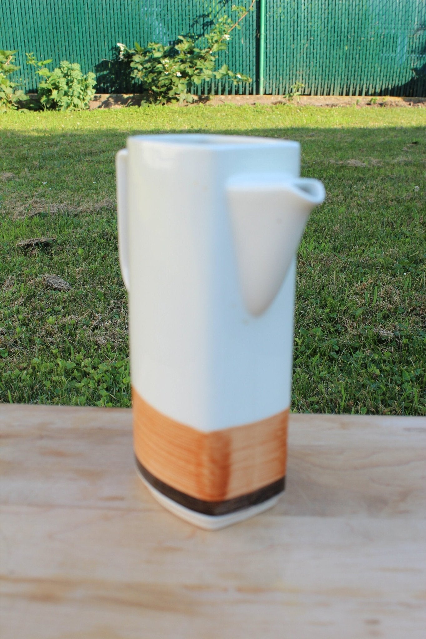 Imperial Stone "Fantasy" Pattern Pitcher — Hand - Painted, Japan, 8.5"H, Mid - Century - Loom Vintage