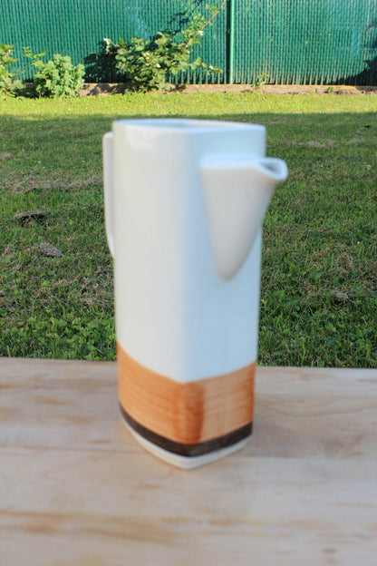 Imperial Stone "Fantasy" Pattern Pitcher — Hand - Painted, Japan, 8.5"H, Mid - Century - Loom Vintage