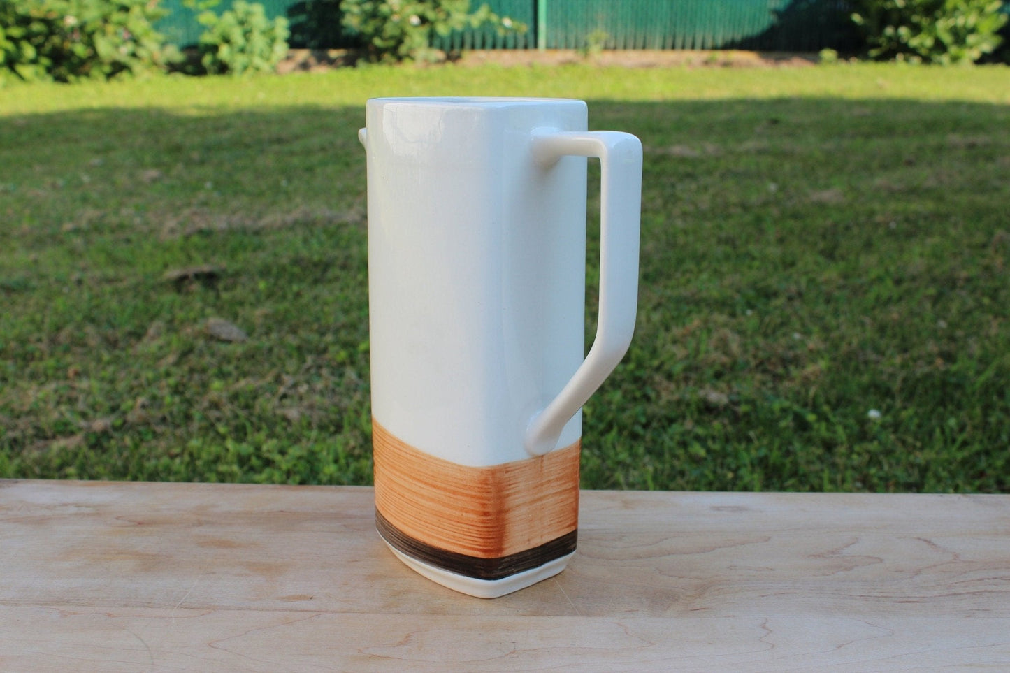 Imperial Stone "Fantasy" Pattern Pitcher — Hand - Painted, Japan, 8.5"H, Mid - Century - Loom Vintage