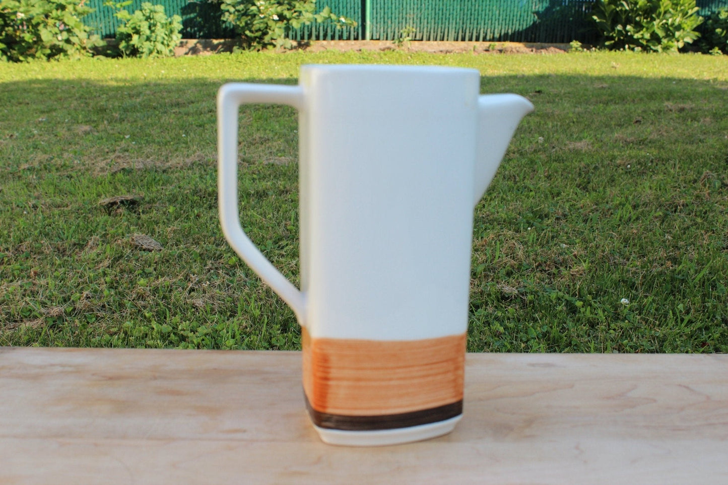 Imperial Stone "Fantasy" Pattern Pitcher — Hand - Painted, Japan, 8.5"H, Mid - Century - Loom Vintage