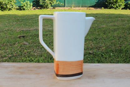 Imperial Stone "Fantasy" Pattern Pitcher — Hand - Painted, Japan, 8.5"H, Mid - Century - Loom Vintage