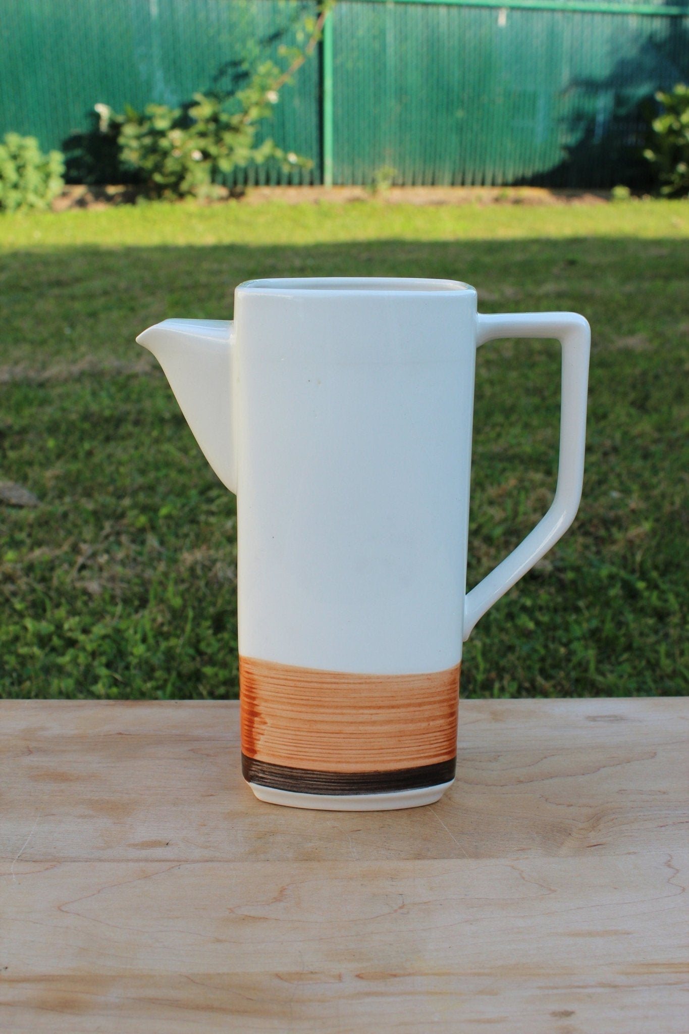 Imperial Stone "Fantasy" Pattern Pitcher — Hand - Painted, Japan, 8.5"H, Mid - Century - Loom Vintage