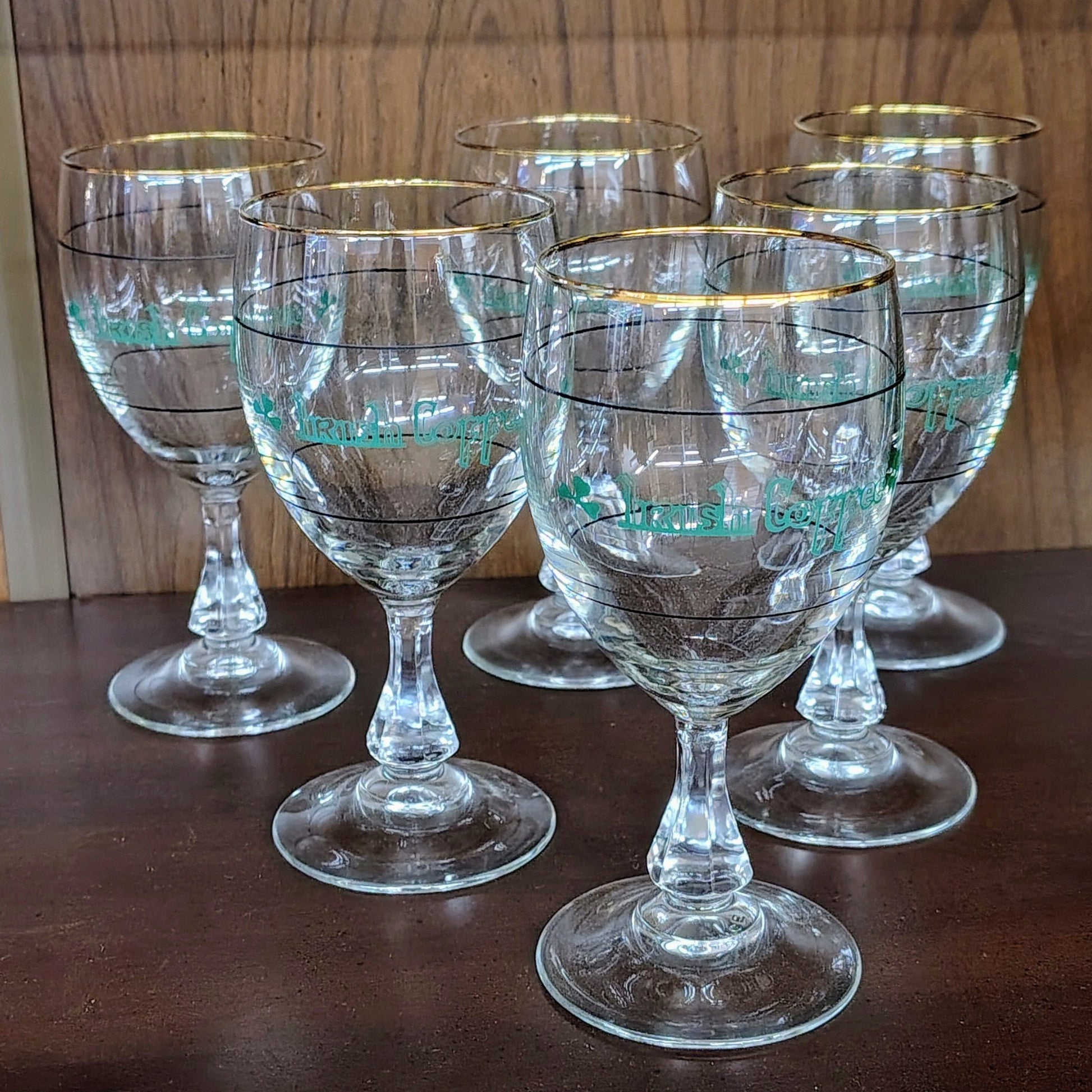 Irish Coffee Glasses with Gold Rim, Made in France, Set of 6 - Loom Vintage
