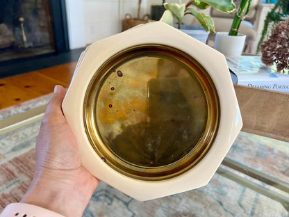 Italian Brass Dishes with Cream Octagonal Frame, Set of 3 — 7.25", Made in Italy - Loom Vintage