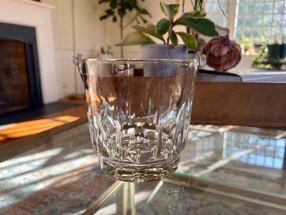 Italian Glass Ice Bucket with Removable Silver Handle — 6.5"W, 9"H with Handle, Made in Italy - Loom Vintage
