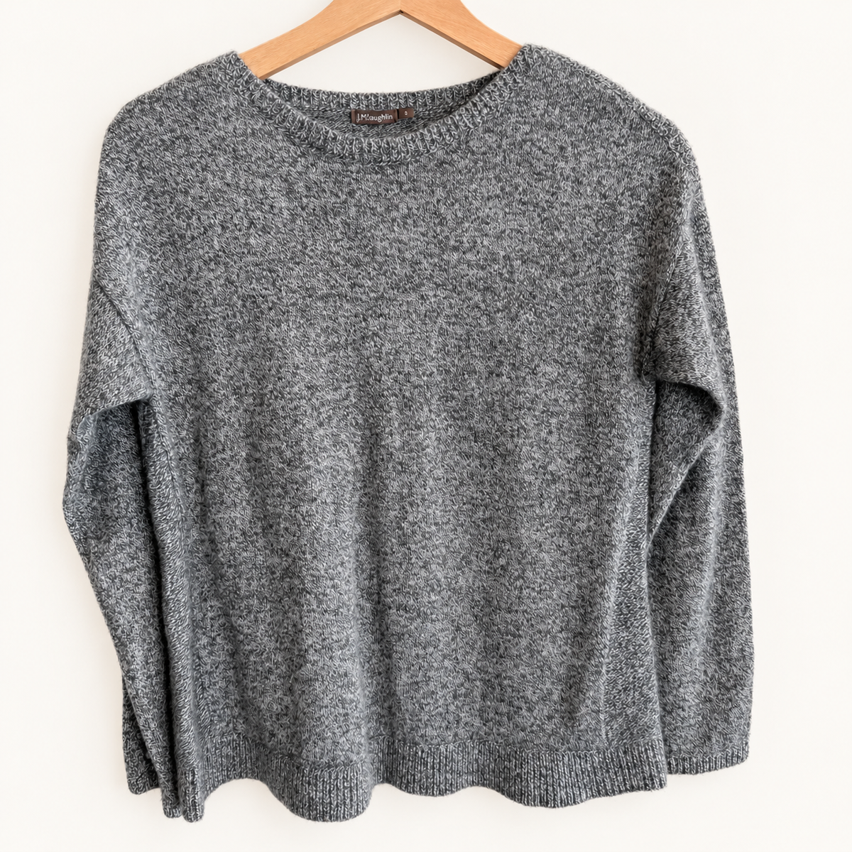 J.McLaughlin gray marled cashmere crewneck sweater, photo 1 of 7