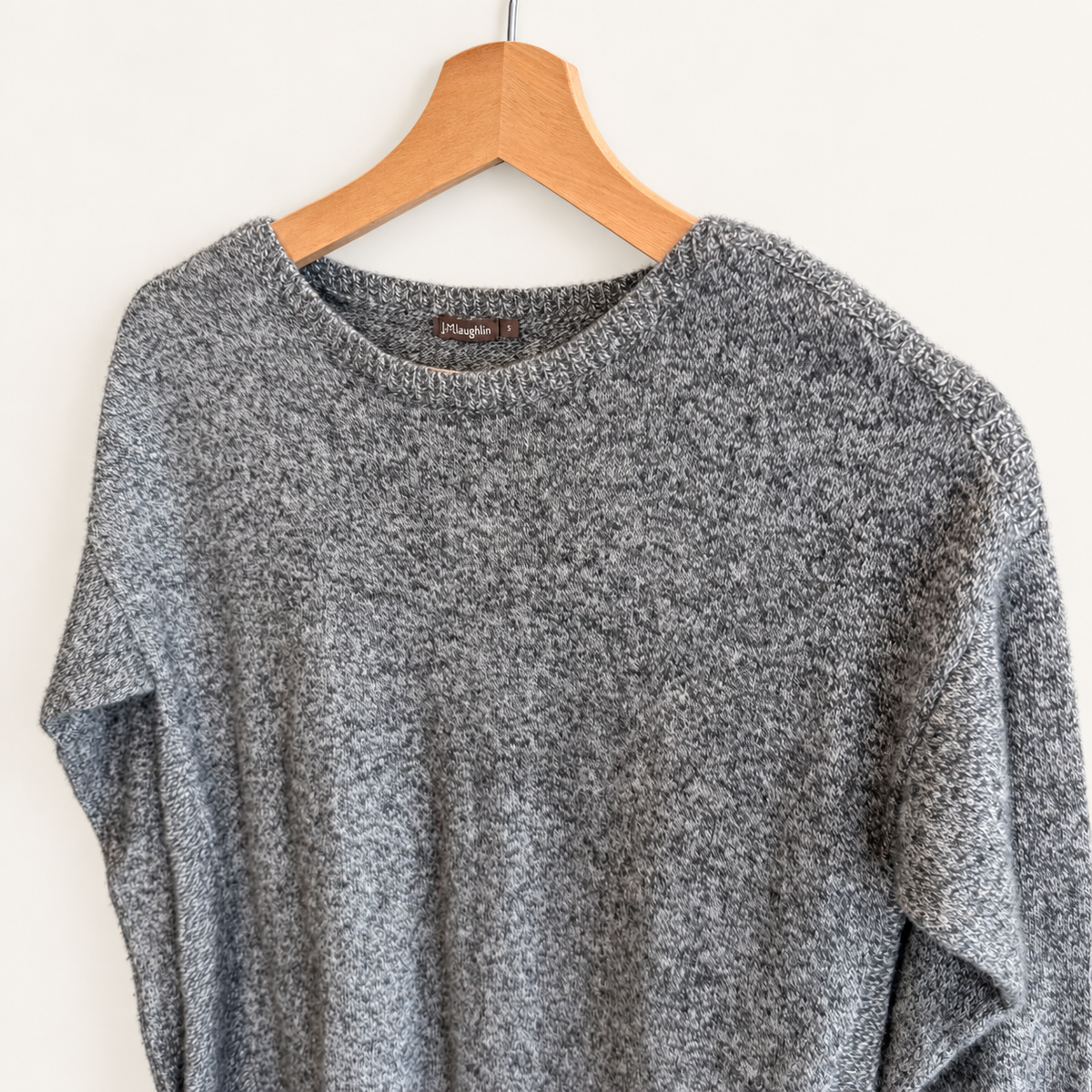 J.McLaughlin gray marled cashmere crewneck sweater, photo 2 of 7
