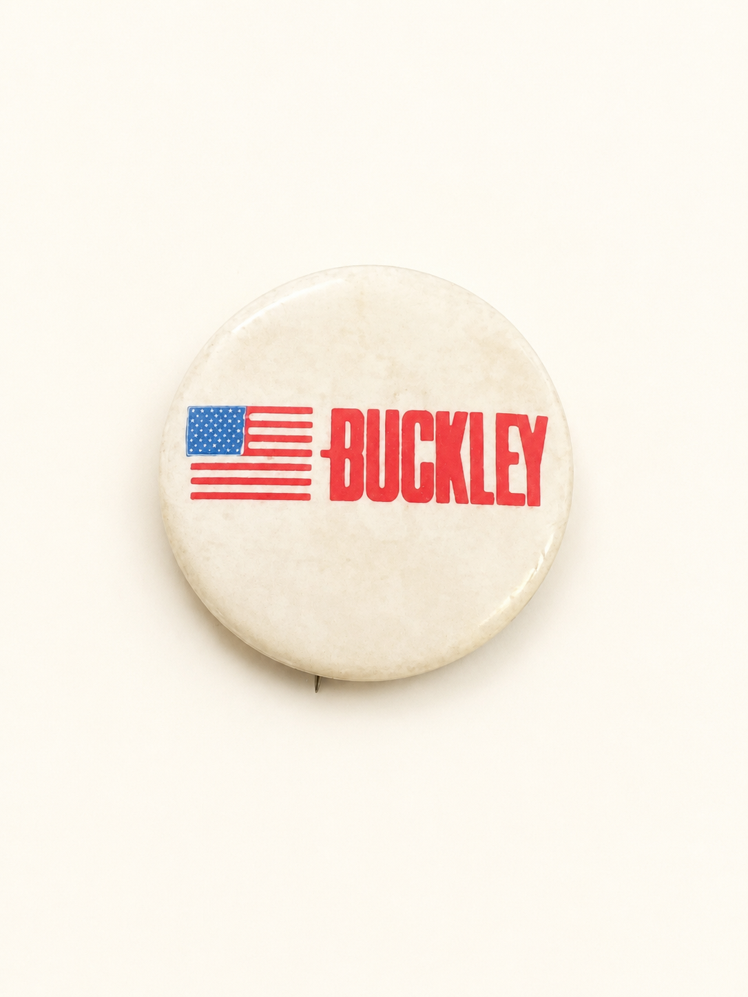 James Buckley 1970 New York Senate campaign button, flag and name in red on cream