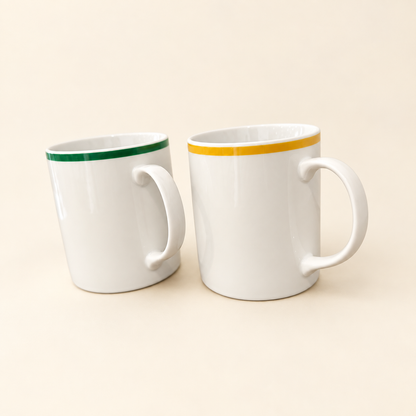 Yellow-rim Japanese ceramic mug