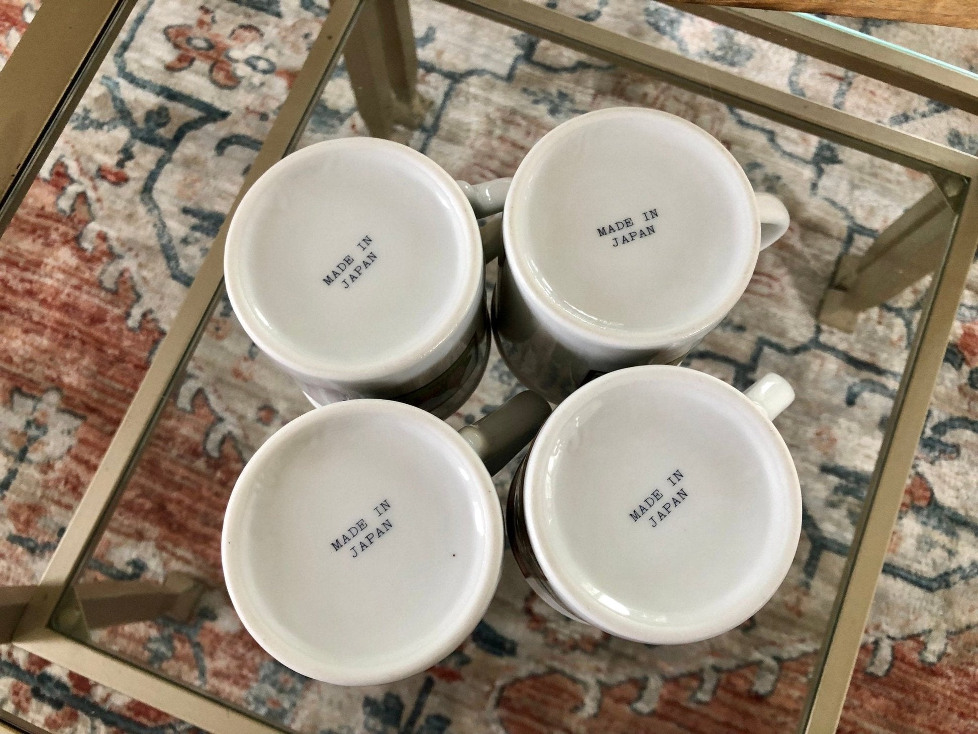 Japanese Stoneware Bunny & Farmhouse Mugs, Set of 4 — Bunny Garden Design, 3.5"H, Made in Japan - Loom Vintage