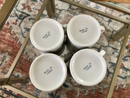 Japanese Stoneware Bunny & Farmhouse Mugs, Set of 4 — Bunny Garden Design, 3.5"H, Made in Japan - Loom Vintage
