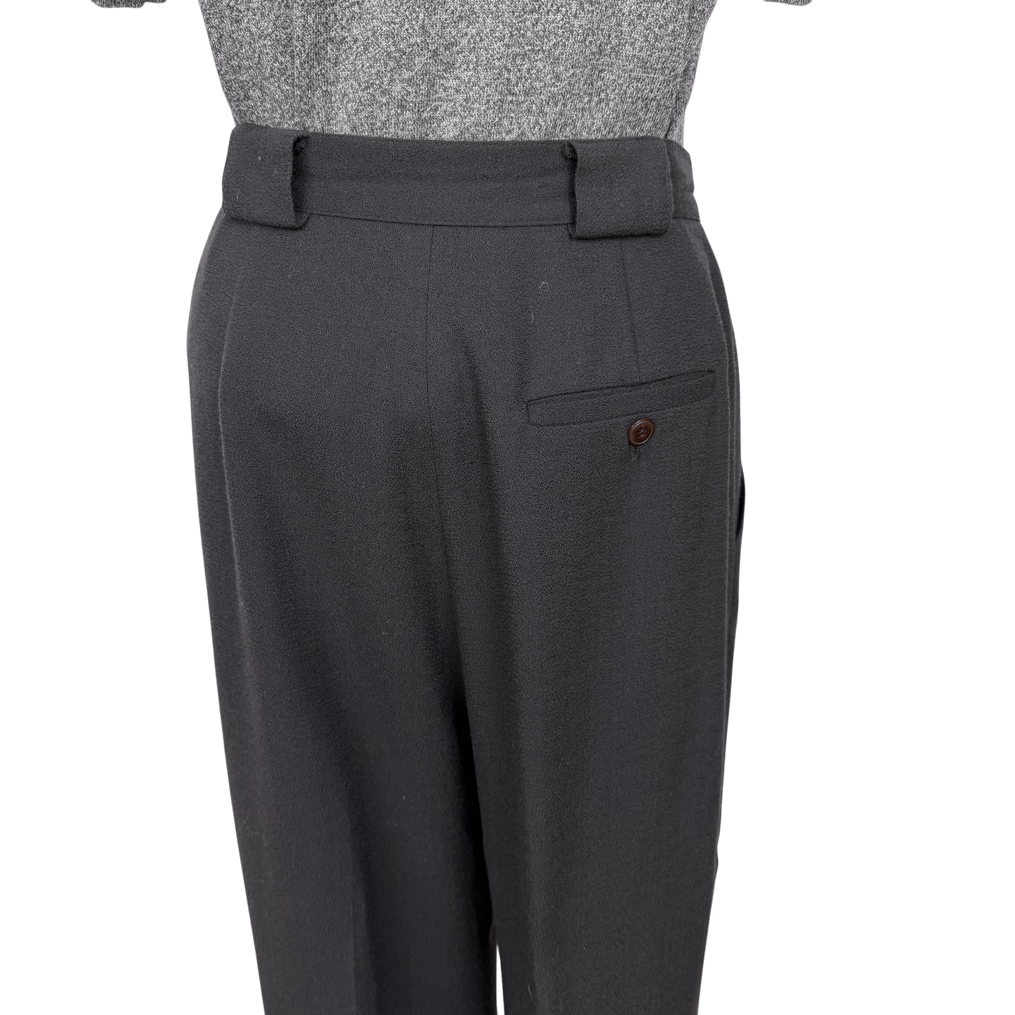 Jones New York Dark Gray Wool Pleated Trousers Size 8 - Loom Vintage