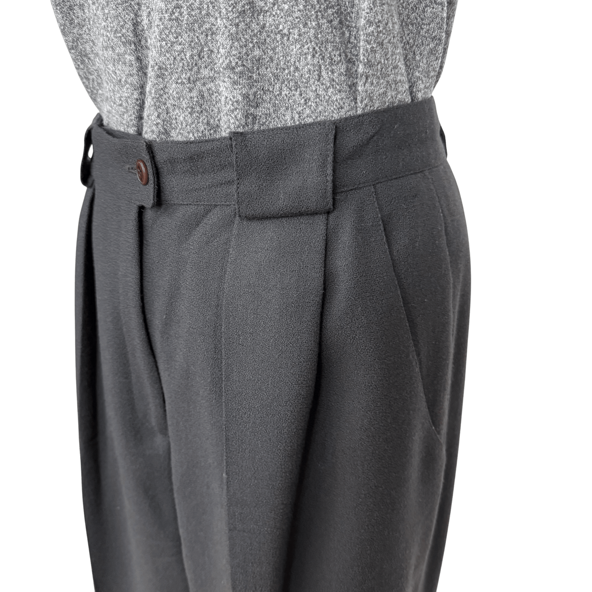 Jones New York Dark Gray Wool Pleated Trousers Size 8 - Loom Vintage