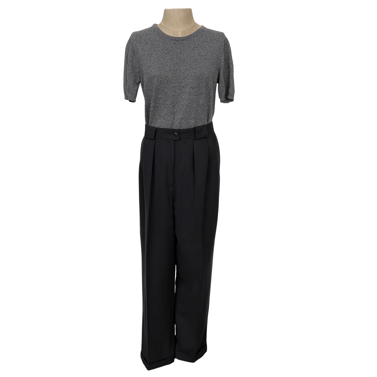 Jones New York Dark Gray Wool Pleated Trousers Size 8 - Loom Vintage