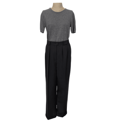 Jones New York Dark Gray Wool Pleated Trousers Size 8 - Loom Vintage