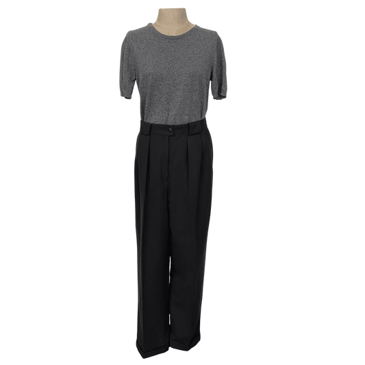 Jones New York Dark Gray Wool Pleated Trousers Size 8 - Loom Vintage