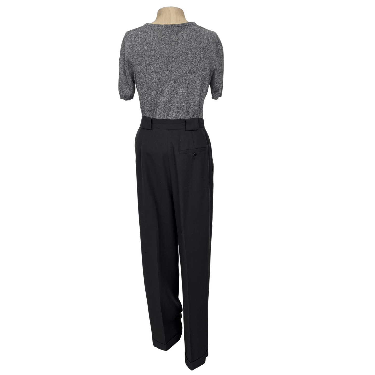 Jones New York Dark Gray Wool Pleated Trousers Size 8 - Loom Vintage
