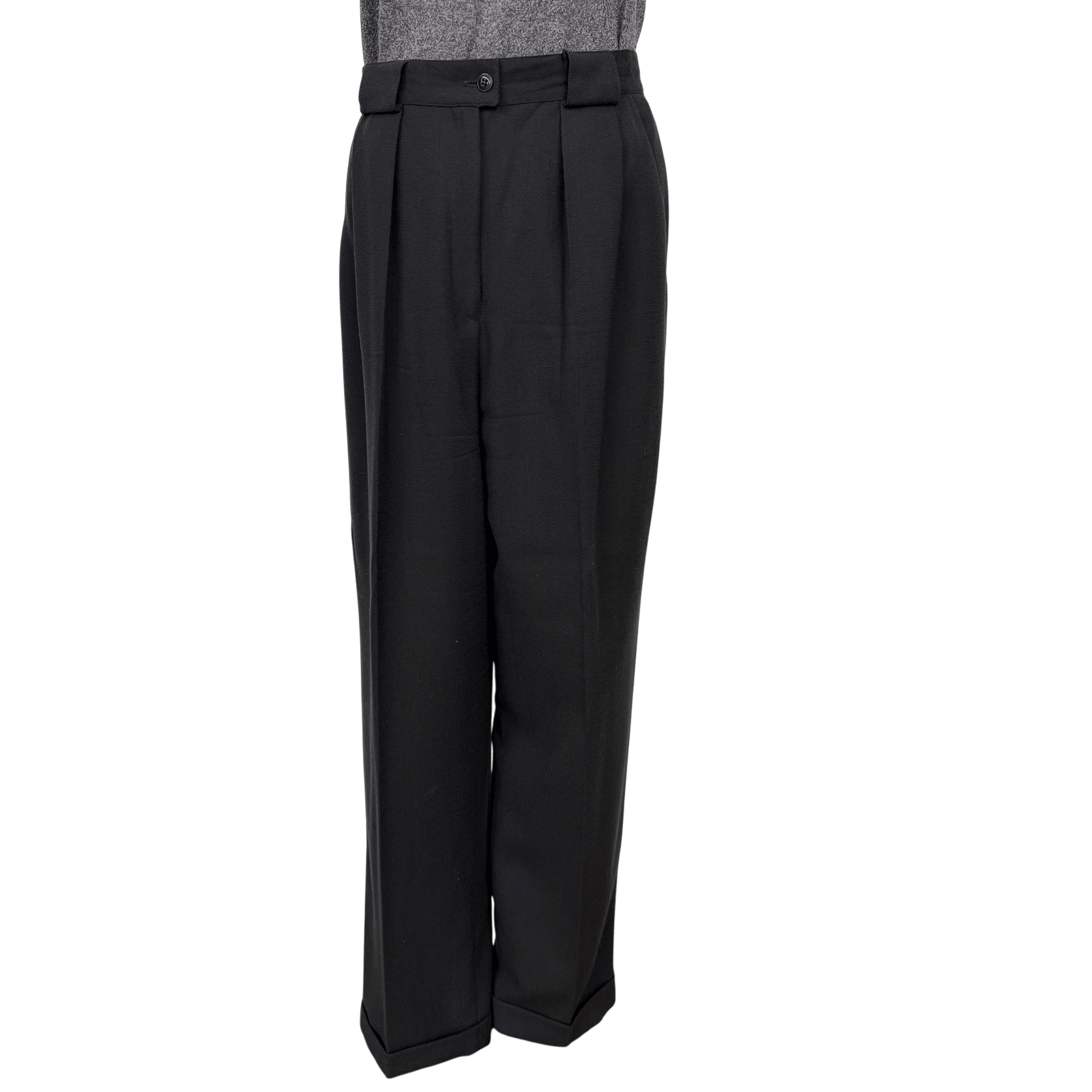 Jones New York Dark Gray Wool Pleated Trousers Size 8 - Loom Vintage