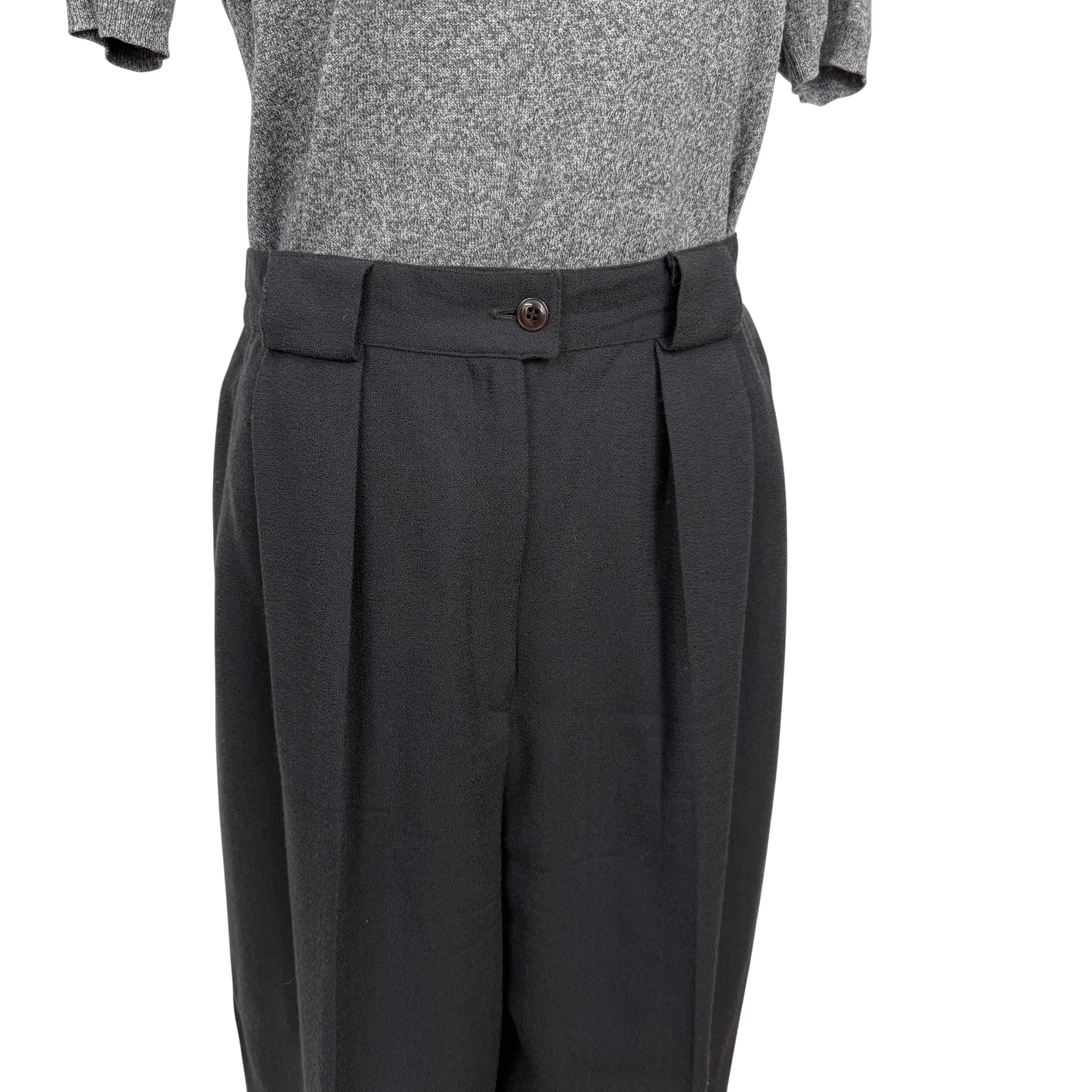 Jones New York Dark Gray Wool Pleated Trousers Size 8 - Loom Vintage