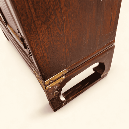 Brass corner mount at the foot of Korean medicine chest