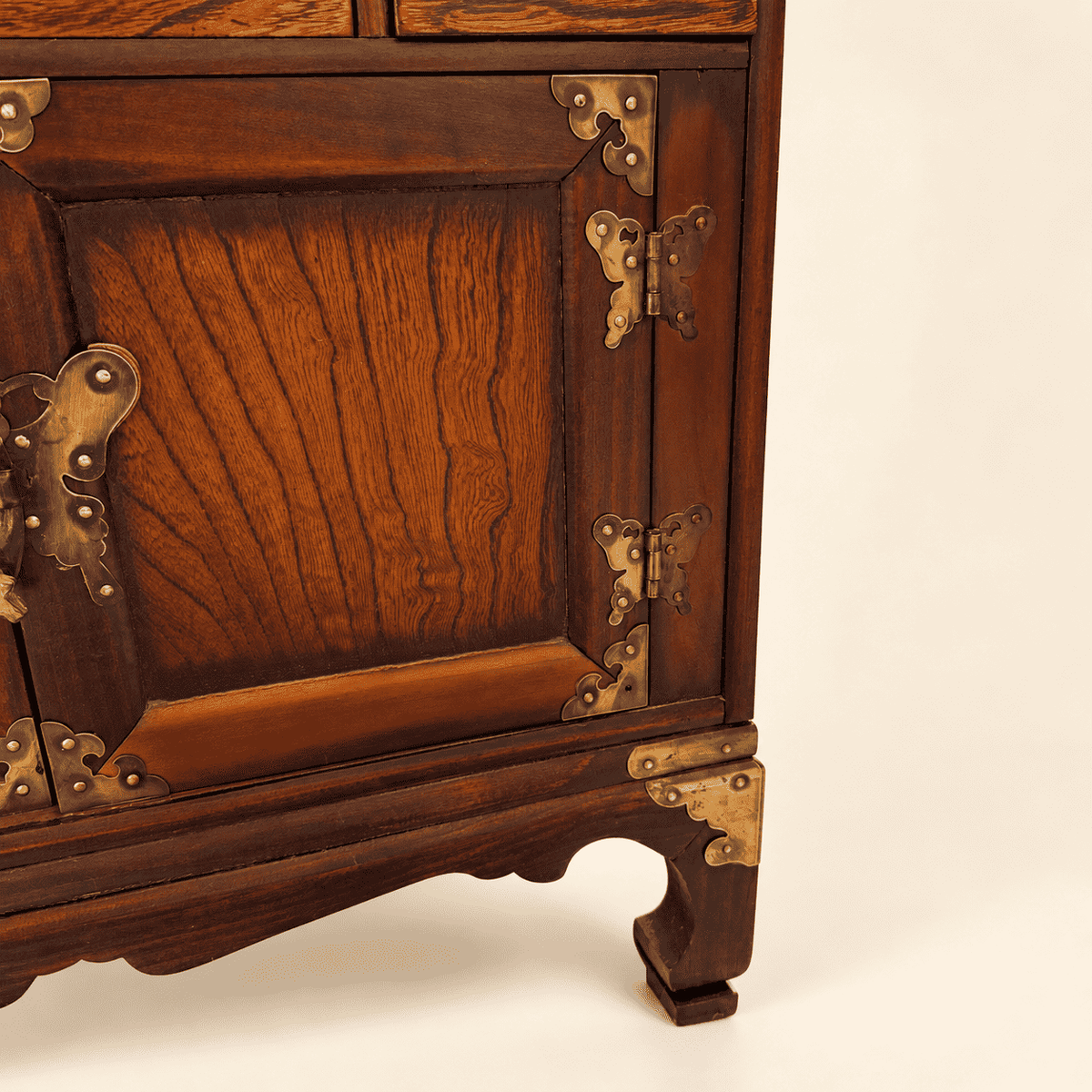 Lower cupboard and cutout bracket base of Korean apothecary chest