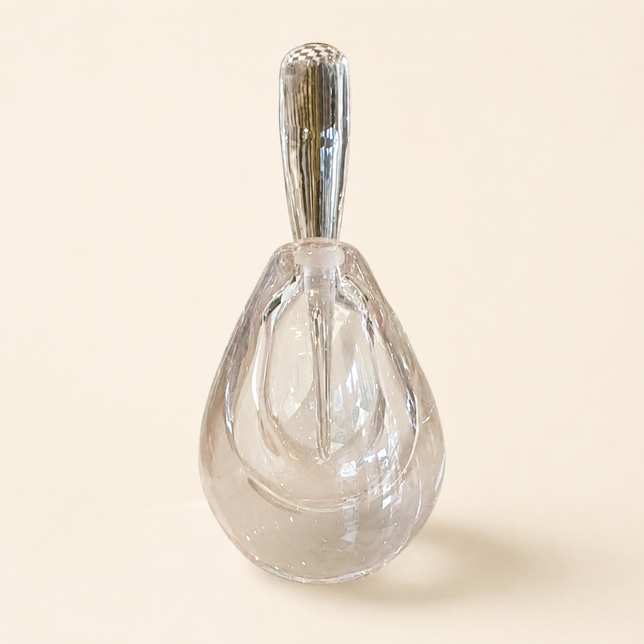 Kosta Sweden Art Glass Perfume Bottle — Pear Form with Dagger Stopper, Signed & Numbered