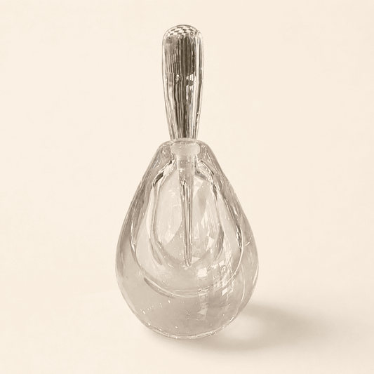 Kosta Sweden Art Glass Perfume Bottle — Pear Form with Dagger Stopper, Signed & Numbered