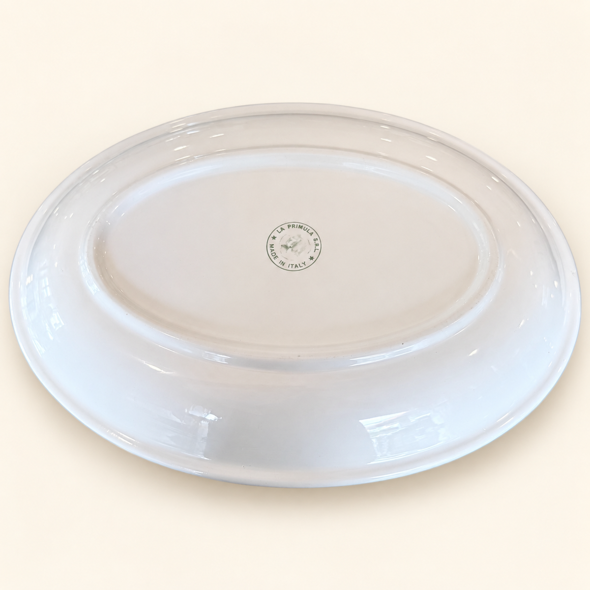 Made in Italy La Primula oval serving platter, angled view
