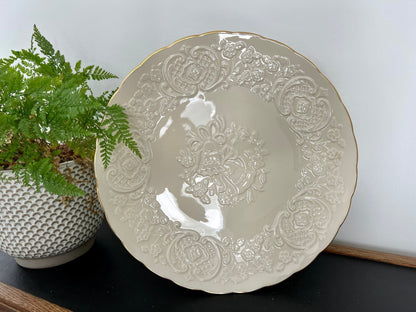 Lenox China Marriage Plate — Wedding Bells & Floral, 24K Gold Trim, 12.5" diameter, Made in USA - Loom Vintage