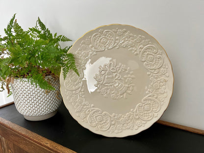 Lenox China Marriage Plate — Wedding Bells & Floral, 24K Gold Trim, 12.5" diameter, Made in USA - Loom Vintage