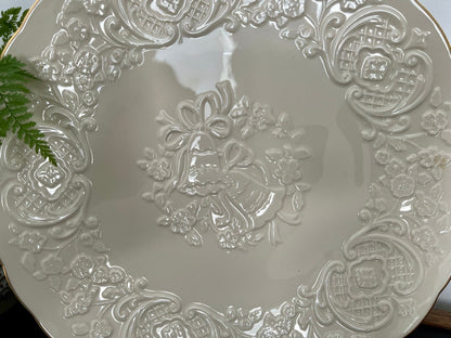 Lenox China Marriage Plate — Wedding Bells & Floral, 24K Gold Trim, 12.5" diameter, Made in USA - Loom Vintage