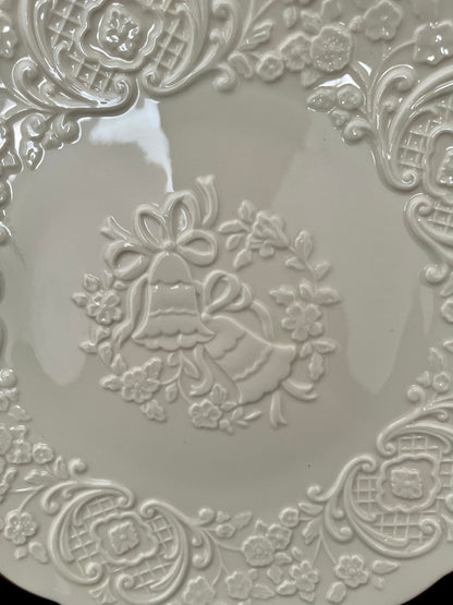 Lenox China Marriage Plate — Wedding Bells & Floral, 24K Gold Trim, 12.5" diameter, Made in USA - Loom Vintage