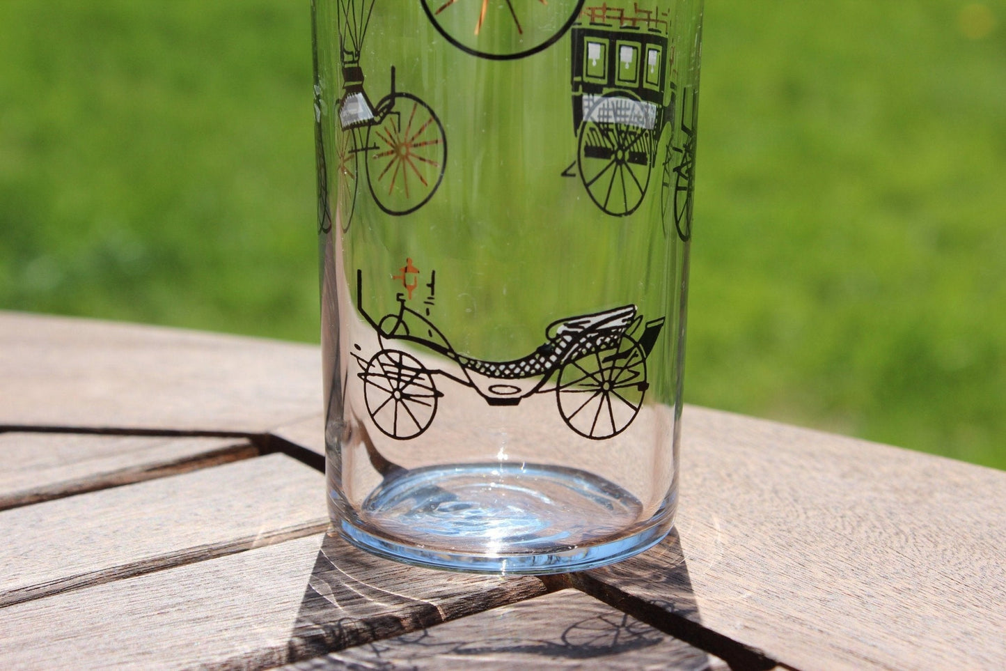 Libbey Gold Buggy/Carriage Highball Glasses, Pair — Black & Gold, 7"H, 1950s - Loom Vintage