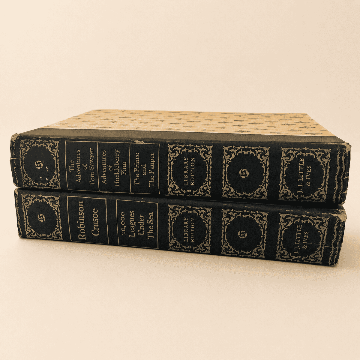 J.J. Little & Ives Library Edition classics, decorative 2-volume set, back cover