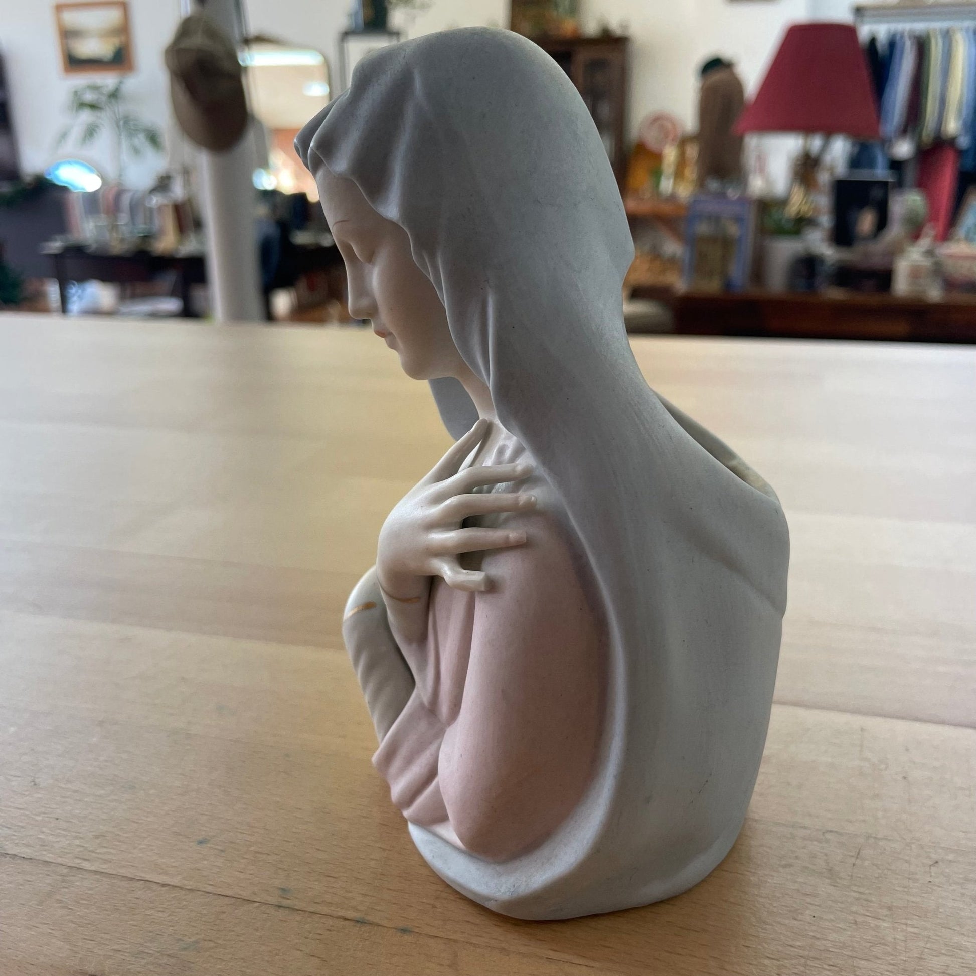 Madonna / Mother Mary Ceramic Planter — Matte Finish, Made in Japan, 6"H - Loom Vintage