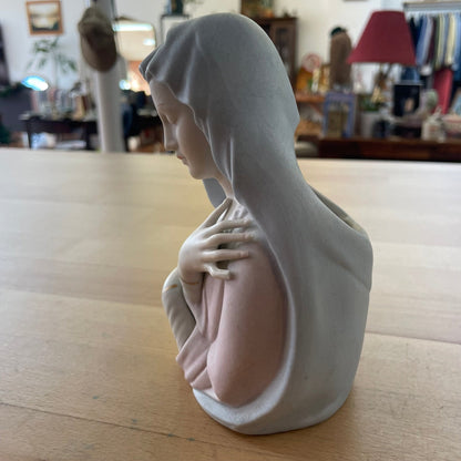 Madonna / Mother Mary Ceramic Planter — Matte Finish, Made in Japan, 6"H - Loom Vintage