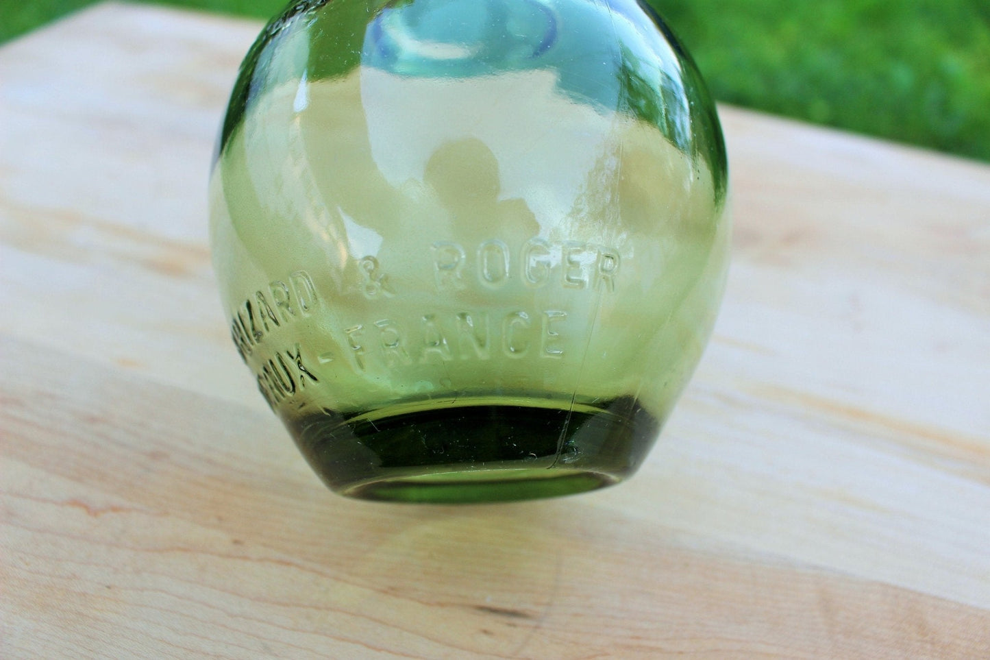 Marie Brizard & Roger Bordeaux French Liquor Bottle — Embossed Green Glass, 10.25"H, c. Mid - Century - Loom Vintage