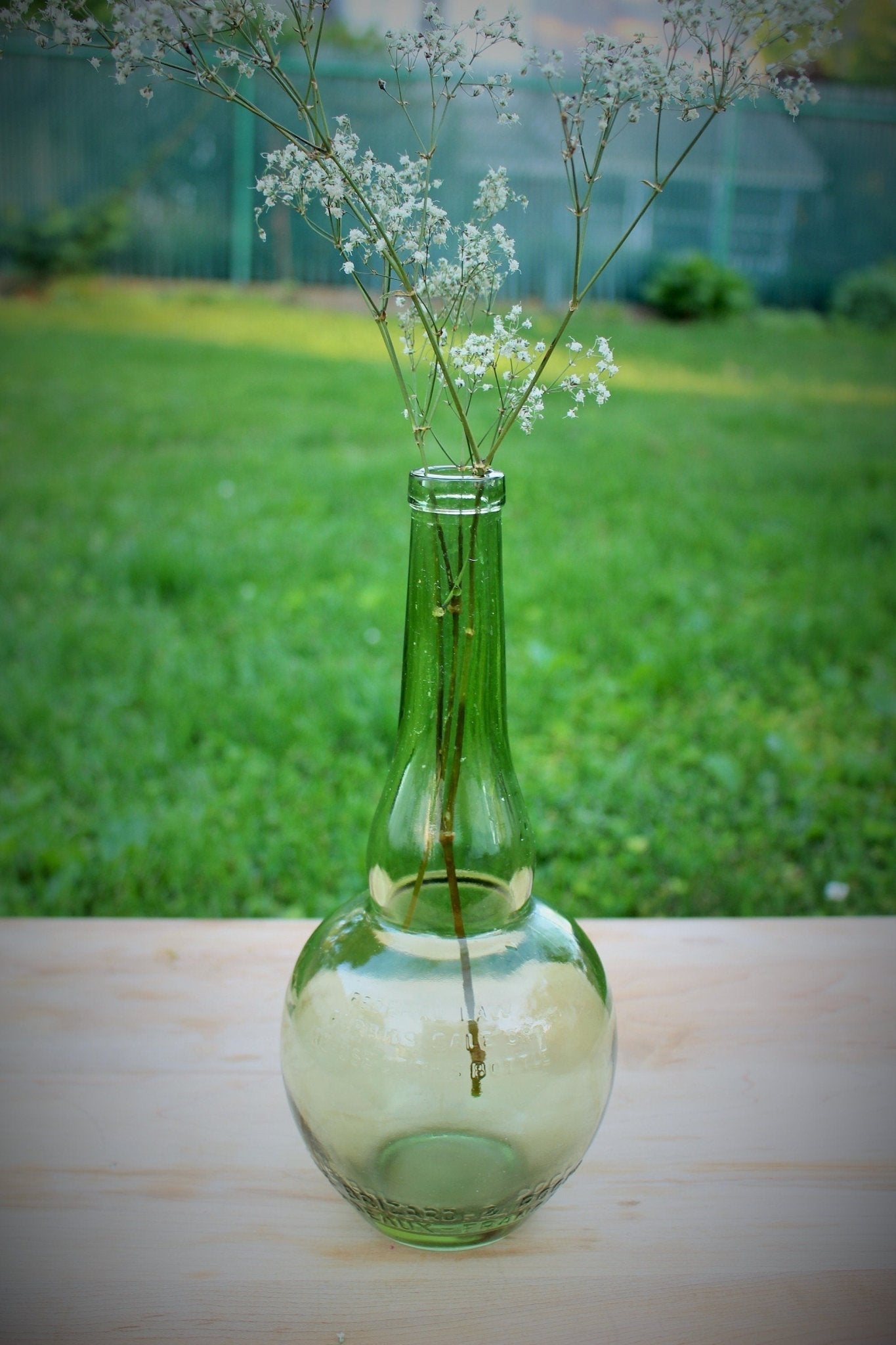 Marie Brizard & Roger Bordeaux French Liquor Bottle — Embossed Green Glass, 10.25"H, c. Mid - Century - Loom Vintage