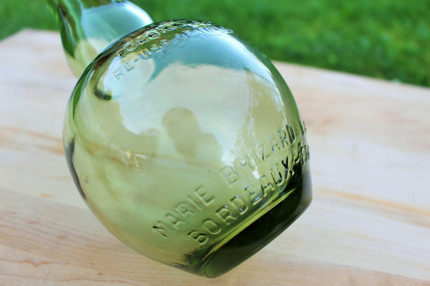 Marie Brizard & Roger Bordeaux French Liquor Bottle — Embossed Green Glass, 10.25"H, c. Mid - Century - Loom Vintage