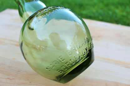 Marie Brizard & Roger Bordeaux French Liquor Bottle — Embossed Green Glass, 10.25"H, c. Mid - Century - Loom Vintage
