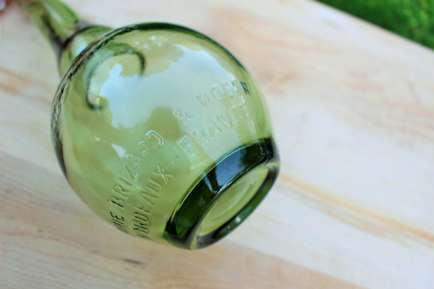 Marie Brizard & Roger Bordeaux French Liquor Bottle — Embossed Green Glass, 10.25"H, c. Mid - Century - Loom Vintage