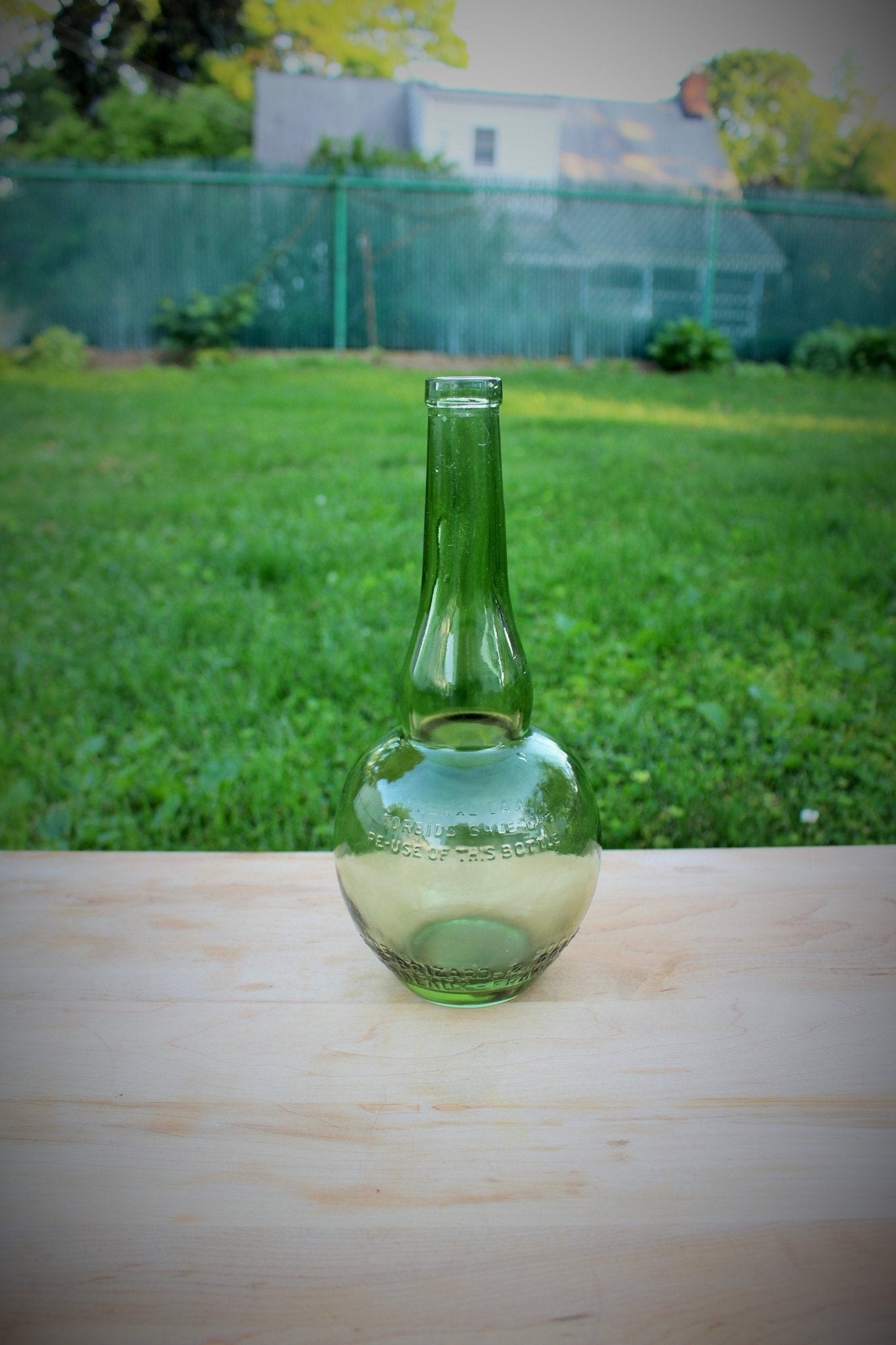 Marie Brizard & Roger Bordeaux French Liquor Bottle — Embossed Green Glass, 10.25"H, c. Mid - Century - Loom Vintage